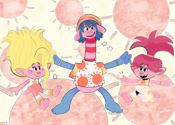 3_toes 4_fingers 4_toes barefoot big_nose black_eyebrows black_eyes black_mouth blonde_hair blue_arms blue_hair blue_legs blush bottomless bottomless_humanoid bottomless_male bottomwear closed_smile clothed clothed_female clothed_humanoid clothed_male clothing crop_top ear_piercing eyebrow_through_hair eyebrows eyelashes feet female female_humanoid fingers fully_clothed fully_clothed_female fully_clothed_humanoid group hair humanoid_pointy_ears larger_humanoid larger_male light long_neck makeup male male_humanoid medium_hair midair mouth_closed multicolored_pants not_furry open_mouth open_smile orange_hair_tie outline pants piercing pink_body pink_bottomwear pink_clothing pink_eyebrows pink_hair pink_nose pink_pants pink_skin pink_wristband pointy_ears ponytail red_stripes shirt simple_background size_difference smile smiling_at_another smiling_at_each_other spread_arms standing star_ear_piercing straight_legs striped_neck stripes sun teeth text toes topwear translucent translucent_hair trio walking wavy_hair white_bottomwear white_clothing white_crop_top white_ear_piercing white_outline white_pants white_shirt white_topwear yellow_clothing yellow_crop_top yellow_shirt yellow_topwear yellow_wristband wolflly10 dreamworks trolls_(dreamworks) cooper_(trolls) poppy_(trolls) viva_(trolls) humanoid troll_(mythology) troll_(trolls) 2024 absurd_res artist_name colored digital_drawing_(artwork) digital_media_(artwork) english_description hi_res lighting shaded sibling_(lore) sister_(lore) sisters_(lore)