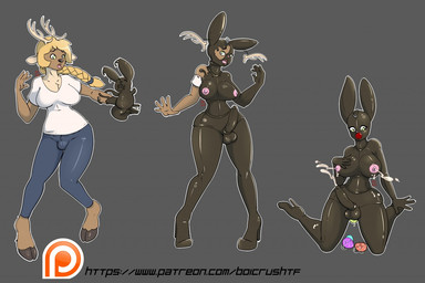 anthro base_one_layout basic_sequence bodily_fluids breasts cum egg erection genital_fluids genitals goo_transformation grey_background gynomorph humanoid_genitalia humanoid_penis intersex lactating latex linear_sequence milk nipples one_row_layout oviposition penis simple_background solo three_frame_image three_frame_sequence transformation transformation_sequence lilithrose deer lagomorph leporid mammal new_world_deer rabbit reindeer 2015 sequence