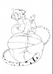 anthro bent_over big_breasts big_butt blush bottomwear breasts butt clothed clothing female huge_breasts huge_butt looking_at_viewer looking_back overweight overweight_anthro overweight_female rear_view skirt slightly_chubby solo tail torn_clothing ffuffle cheetah felid feline mammal monochrome