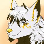 anthro fur hair looking_at_viewer male smile solo yellow_eyes tigerinspace goldomond canid canine canis mammal wolf 1:1 digital_media_(artwork) headshot_portrait hi_res icon portrait