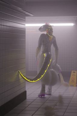 anthro balls big_balls big_penis bodily_fluids cum foreskin genital_fluids genitals huge_penis humanoid_genitalia humanoid_penis hyper leaking_cum male nude penis slim solo wet_floor_sign morzsa_(artist) morzsa synth_(vader-san) 2:3 absurd_res hi_res