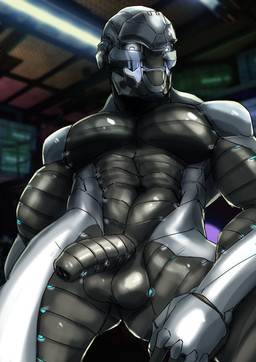 abs balls flaccid foreskin genitals glowing glowing_eyes humanoid_genitalia humanoid_penis inside looking_at_viewer machine male muscular muscular_male navel nude penis presenting presenting_penis solo urethra onlinebovine bungie destiny_(series) android exo robot absurd_res hi_res