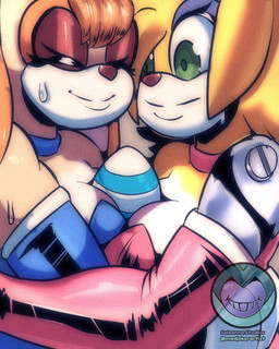 big_breasts breast_squish breasts bunny_costume choker clothing costume cybernetic_arm cybernetic_limb cybernetics duo easter_egg egg eyelashes eyeshadow female female/female fur glistening_eyelids head_tuft holidays jewelry machine makeup mature_female necklace squish tan_body tan_fur tuft yellow_body yellow_fur madjoker archie_comics easter sega sonic_the_hedgehog_(archie) sonic_the_hedgehog_(comics) sonic_the_hedgehog_(series) bunnie_rabbot vanilla_the_rabbit cyborg lagomorph leporid mammal rabbit 4:5 hi_res