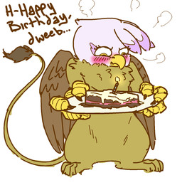 amber_eyes anthro beak birthday_cake blush brown_body brown_feathers brown_fur brown_tail brown_wings cake candle dessert dialogue embarrassed feathered_wings feathers female female_anthro food front_view fur holding_food holding_object holding_plate lit_candle looking_down multicolored_body multicolored_feathers nude nude_anthro nude_female plate purple_body purple_feathers simple_background solo standing tail text two_tone_body two_tone_feathers white_background white_body white_feathers wings yellow_beak nobby_(artist) friendship_is_magic hasbro my_little_pony mythology gilda_(mlp) avian gryphon mythological_avian mythological_creature 2014 aliasing binary_drawing digital_drawing_(artwork) digital_media_(artwork) english_text full-length_portrait hi_res portrait