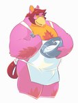 anthro apron biped clothing cooking humanoid_hands male musclegut muscular pink_body simple_background solo white_background greenendorf european_mythology greek_mythology mythology falcon_mccooper_(character) avian hippogriff mythological_avian mythological_creature 2015 hi_res