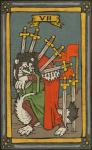 anthro card card_template clothed clothing eyewear flag fortune_telling fur glasses hair melee_weapon minor_arcana multi_glasses outside seven_of_swords_(tarot) solo standing sword swords_(tarot) tarot tarot_card weapon musorok richter mammal mustelid musteline stoat true_musteline weasel digital_media_(artwork)