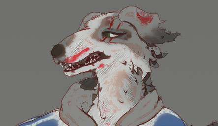 anthro asian_clothing chinese_clothing clothing east_asian_clothing furniture male school_uniform smile solo uniform wenx sanwenxiao borzoi canid canine canis domestic_dog hunting_dog mammal sighthound bust_portrait english_description portrait