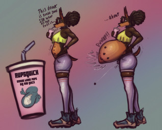 anthro barbell_piercing belly belly_nipples big_belly bottomwear bracelet brown_body brown_fur brown_hair brown_nipples button_(fastener) button_pop clothing collar container crop_top cup dialogue disposable_cup drinking ear_piercing ear_ring eyebrow_barbell eyebrow_piercing facial_piercing female fur hair hand_on_hip huge_belly humanoid_hands hyper hyper_belly hyper_pregnancy industrial_piercing jewelry legwear multi_nipple nipples nose_piercing nose_ring piercing pregnant rapid_pregnancy ring_piercing shirt short_tail shorts solo spiked_bracelet spikes standing tail talking_to_self text thigh_highs topwear wardrobe_malfunction wearing_collar moscoviumdraws merci_(moscoviumdraws) canid canine canis dobermann domestic_dog mammal pinscher 2026 digital_drawing_(artwork) digital_media_(artwork) english_description english_text hi_res