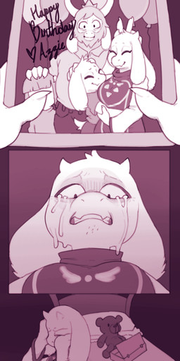 anthro bodily_fluids crying emotional female group horn male plushie tears teddy_bear coffeetoffee undertale undertale_(series) asgore_dreemurr asriel_dreemurr chara_(undertale) toriel bovid caprine goat mammal absurd_res comic hi_res lol_comments