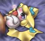 blue_eyes blush duo erection fellatio genitals male open_mouth oral penile penis sex simple_background box_xod nintendo pokemon generation_3_pokemon humanoid jirachi legendary_pokemon pokemon_(species)