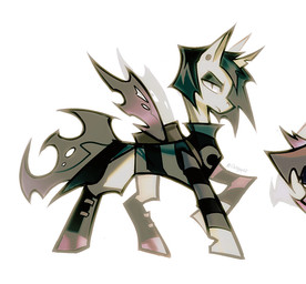 ambiguous_gender backpack boots clothed clothed_feral clothing ear_piercing eyeshadow feral feralized footwear hooves horn makeup mostly_offscreen_character piercing ponification quadruped shirt shoes simple_background solo tail topwear wings chillguy42 friendship_is_magic hasbro invader_zim my_little_pony nickelodeon gaz_membrane tak_(invader_zim) changeling_(mlp) equid equine mammal digital_media_(artwork) hi_res