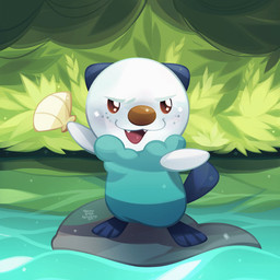 ambiguous_gender anthro biped brown_nose fangs holding_object holding_seashell open_mouth open_smile seashell shell smile solo tail teeth chocoholicmonkey nintendo pokemon generation_5_pokemon oshawott pokemon_(species) 1:1 animated animated_gif short_playtime