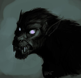 anthro bodily_fluids dark drooling fangs fur glowing glowing_eyes saliva snarling solo teeth weremagnus mythology canid canine mammal mythological_canine mythological_creature werecanid werecanine werecreature werewolf dark_theme restricted_palette