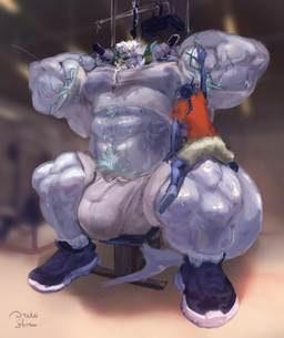 abs anthro armpit_fetish armpit_lick armpit_play big_bulge big_muscles big_pecs bodily_fluids body_hair bulge candy clothing dessert detailed_bulge exercise extreme_size_difference facial_hair facial_piercing food gym gym_equipment happy_trail horn huge_bulge huge_muscles huge_pecs licking male muscular muscular_arms muscular_male muscular_thighs nose_piercing nose_ring on_lap pecs piercing ring_piercing shirt sitting_on_lap size_difference sweat sweaty_clothing sweaty_shirt sweaty_topwear tail tattoo tight_clothing tight_shirt tight_topwear tongue topwear wet wet_clothing wet_shirt wet_topwear worship drakei final_fantasy mars_incorporated snickers square_enix drakei_(drakei) ortha avian behemoth_(final_fantasy) bird corvid jackdaw oscine passerine hi_res