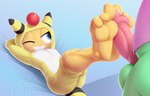 3_toes ampharos amphy anthro avian balls barefoot bird blue_eyes duo erection feet foot_fetish foot_play footjob generation_2_pokemon generation_5_pokemon genitals gobanire hindpaw male male/male marcelo_canario nintendo paws penile penis plantigrade pokemon pokemon_(species) scraggy sex soles toes two-footed_footjob