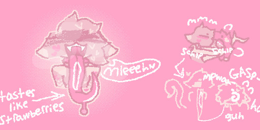 accessory anthro antlers bodily_fluids breath collar curling_tail dazed dizzy drooling duo eyes_closed eyes_crossed_out fangs female female/female french_kissing hair_accessory hairclip heart_(marking) heart_symbol hidden_eyes horn hyper hyper_tongue kiss_on_lips kissing making_out markings mouth_shot onomatopoeia open_mouth panicked_look panicking passionate_kiss pushing_away questionable_consent saliva saliva_on_tongue saliva_string shocked smug smug_face sound_effects speech_bubble spiral spiral_eyes startled surprised tail teeth text tired tongue tongue_in_throat kitty185 felid human mammal monochrome pink_and_white incest_(lore) nonbinary_(lore) trans_(lore)