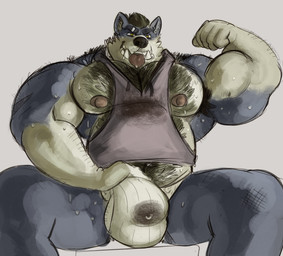 anthro armpit_hair balls barazoku belly biceps body_hair bulge canine chest_hair clothed clothing digital_media_(artwork) flexing fur grin hair hi_res huge_muscles looking_at_viewer male mammal mane musclegut muscular muscular_male naughty_face nipples pecs penis presenting presenting_penis pubes shaded sharp_teeth shirt short_hair simple_background sitting skimpy smile solo spread_legs spreading stocky tank_top tcw teeth tongue tongue_out underwear wolf
Rating: Explicit
Score: 0
User: Dígalus
Date: April 22, 2018 anthro armpit_hair balls barazoku belly biceps body_hair bulge canine chest_hair clothed clothing digital_media_(artwork) flexing fur grin hair hi_res huge_muscles looking_at_viewer male mammal mane musclegut muscular muscular_male naughty_face nipples pecs penis presenting presenting_penis pubes shaded sharp_teeth shirt short_hair simple_background sitting skimpy smile solo spread_legs spreading stocky tank_top tcw teeth tongue tongue_out underwear wolf
Rating: Explicit
Score: 0
User: Dígalus
Date: April 22, 2018