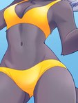 anthro blue_background bra breasts cleavage clothed clothing female female_anthro fur grey_body grey_fur hair kemono midriff navel panties simple_background small_breasts solo underwear white_hair yellow_bra yellow_clothing yellow_panties yellow_underwear unousaya nico_(unousaya) domestic_cat felid feline felis mammal 2022 3:4 cropped digital_media_(artwork)