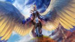 5_fingers abs anthro day detailed_background eyebrows eyelashes feathered_wings feathers feet fingers hair male outside sky solo standing toes white_body white_feathers white_hair wings zephra canid canine hybrid mammal 16:9 2022 digital_media_(artwork) widescreen