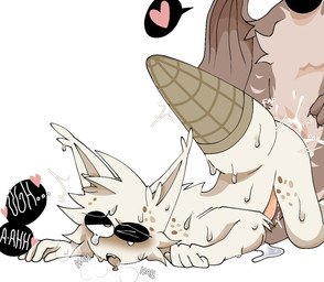 anal anal_penetration anthro balls bodily_fluids butt cum duo erection fluffy fur genital_fluids genitals male male/male male_penetrated male_penetrating male_penetrating_male multicolored_body penetration penile penis sex simple_background tail text hellinaspider kaiju_paradise roblox gootraxian mammal mocha_(kaiju_paradise) mochi_(kaiju_paradise) sprinklekit_(kaiju_paradise) digital_media_(artwork) hi_res