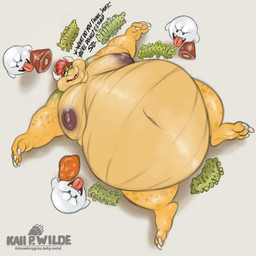 anthro areola belly big_areola big_belly big_cheeks big_moobs big_nipples bird's-eye_view brown_areola brown_nipples burping chicken_meat chubby_cheeks claws dazed dialogue double_chin fangs feederism feet food grey_background group hair high-angle_view holding_food holding_meat holding_object horn huge_belly immobile larger_sub lying male markings meat meat_on_bone moobs morbidly_obese morbidly_obese_anthro morbidly_obese_male navel nipples non-mammal_nipples nude obese obese_anthro obese_male on_back onomatopoeia open_mouth overweight overweight_anthro overweight_male protest red_hair rumbling_stomach scales simple_background size_difference soles solo_focus sound_effects spots spotted_body submissive submissive_male teeth text tongue tongue_out weight_gain husky2paws bowser's_inside_story mario_and_luigi_(series) mario_bros nintendo bowser boo_(mario) ghost koopa scalie spirit 1:1 2025 english_text hi_res signature url
