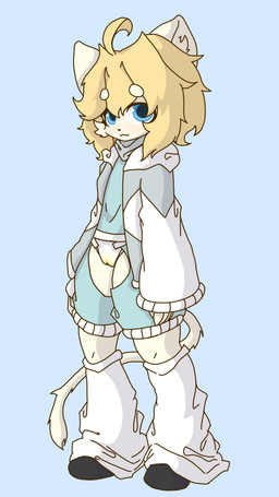 blonde_hair blue_eyes bodily_fluids bottomwear clothing dirty_pants female genital_fluids hair pants solo standing urine wetting yellow_body young cassis felid feline felis mammal absurd_res hi_res