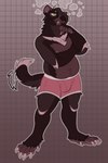 anthro boxers_(clothing) boxers_only briefs clothed clothing crossed_arms male nervous solo tail tail_motion tailwag thinking thought_bubble topless underwear underwear_only fetishame dasyurid dasyuromorph mammal marsupial tasmanian_devil 2:3 absurd_res hi_res