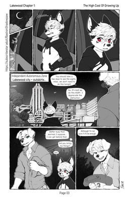 adolescent anthro blue_eyes car clothing dialogue male outside red_eyes text vehicle young young_anthro young_male raineshadowpaw canid canine canis domestic_dog fox mammal 2025 absurd_res comic english_text hi_res url