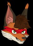 anthro male naughty_face smile solo thux-ei canid canine fox mammal alpha_channel headshot_portrait hi_res portrait