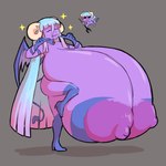 big_breasts big_nipples blue_hair breasts female grey_background hair horn huge_breasts hyper hyper_breasts nipples nude nude_female purple_body purple_skin simple_background solo tail tan_horn wings fupoo demon 1:1 2021