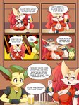 absurd_res angry anthro blush braixen bray_(lucyfercomic) breasts brown_eyes canid chugging cleavage clothed clothing comic container cup cute_fangs drinking duo eeveelution english_text female fire furniture generation_4_pokemon generation_6_pokemon glass glass_container glass_cup gloves handwear hi_res inner_ear_fluff kaito_(inarifox) leafeon lucyfercomic male mammal may_(pokemon) nintendo pokemon pokemon_(species) profanity red_eyes sitting sound_effects speech_bubble stick table text tuft