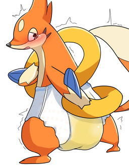 ambiguous_gender anthro blush bodily_fluids butt clothed clothing crying diaper embarrassed genital_fluids omorashi padded padding peeing pull-ups_(diaper) solo tears unclean_diaper urine used_diaper wearing_diaper wet wet_diaper wetting wetting_diaper milklemon5127 nintendo pokemon floatzel generation_4_pokemon pokemon_(species) hi_res