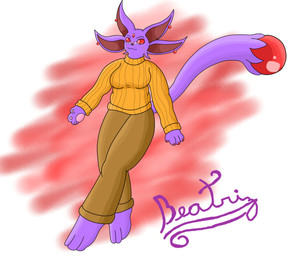 4_ears anthro bottomwear clothing colored_nails ear_piercing ear_ring eyewear female forehead_gem fur gem glasses multi_ear nails no_pupils pants pawpads piercing purple_body purple_fur red_eyes ring_piercing simple_background simple_drawing slightly_chubby solo sweater tail_gem topwear elmeganoob mythology yu-gi-oh! beatriz_(elmeganoob) crystal_beast_ruby_carbuncle crystal_beast duel_monster mammal mythological_carbuncle mythological_creature absurd_res hi_res