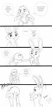 2016 absurd_res anthro clothed clothing comic disney english_text fan_character female hi_res inter_schminter jill_hopps judy_hopps lagomorph leporid mammal monochrome rabbit simple_background spintherella teeth text zootopia