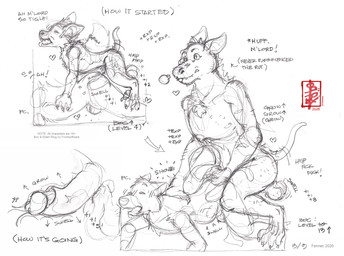 aggressive_humping anal anthro aroused balls balls_growth big_top bodily_fluids body_growth breath consenting deep_penetration dialogue duo erection exp_gain experience gameplay_mechanics genital_fluids genital_growth genitals growth heart_symbol humping internal level_up leveling low_hanging_balls male male/male muscle_growth penetration penis_growth player_character precum rough_sex saggy_balls sex shedding size_difference size_play size_transformation small_top text transformation fennec_(artist) elden_ring fromsoftware boc_the_seamster canid canine demi-human_(elden_ring) fox mammal true_fox hi_res traditional_media_(artwork)