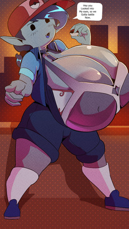 areola big_breasts black_eyes blue_body blue_hair blue_skin blush bottomwear bra breasts clothing fangs female footwear gesture grey_areola grey_nipples hair hand_gesture hat headgear headwear holding_object holding_pokeball huge_breasts hyper hyper_breasts inverted_nipples looking_at_viewer nipples open_mouth pointing pointing_at_viewer pokeball pokeball_clothing shirt shoes shorts socks solo speech_bubble teeth text topwear underwear penlink adventure_time cartoon_network nintendo pokemon marceline_abadeer humanoid vampire 2022 9:16 english_text hi_res