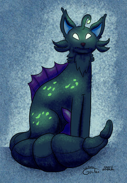ambiguous_gender blue_body dancing feral fin glowing glowing_markings green_markings lure_(anatomy) markings purple_markings quadruped solo tail whiskers white_eyes gyrotech mochi_(artist) failbetter_games fallen_london k'aazast lampcat hi_res nonbinary_(lore)