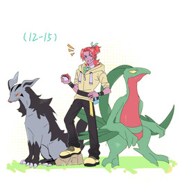 accessory adolescent age_progression anthro armband bottomwear claws clothed clothing confident confident_male feral footwear fully_clothed group hair hair_accessory hair_tie happy hoodie long_hair looking_at_viewer male open_mouth pants pokeball proud shirt shoes simple_background smile standing standing_on_rock teeth tied_hair topwear trio white_background young laiweitui nintendo pokemon a_mu_(laiweitui) fang_yuan_(laiweitui) pokemon_trainer canid canine generation_3_pokemon grovyle human mammal mightyena pokemon_(species) reptile scalie hi_res