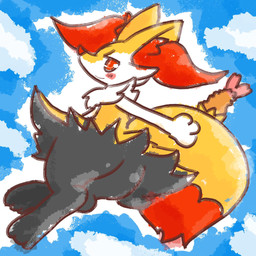 ambiguous_anthro ambiguous_gender anthro biped blush blush_stickers butt closed_smile cloud digitigrade dipstick_tail food looking_at_viewer looking_down looking_down_at_viewer low-angle_view markings midair mouth_closed object_in_tail rear_view shrimp_(food) sky smile snout solo tail tail_markings three-quarter_view annyui0611 nintendo pokemon braixen canid generation_6_pokemon mammal pokemon_(species) 1:1 2023 digital_drawing_(artwork) digital_media_(artwork) full-length_portrait hi_res japanese_description portrait translated_description