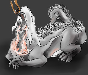 anthro duo erection feral genitals hanging_by_arms internal male male/male neck_bulge penis slipping vore uysu rain_world videocult lost(uysu) deer lizard_(rain_world) mammal new_world_deer reindeer white_lizard_(rain_world) hi_res