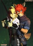 anthro archer blue_eyes bow_(feature) brown_eyes duo femboy male male/male medieval size_difference weapon targso all_the_king's_men adolyn cassius_assyrius felid lion mammal pantherine hi_res