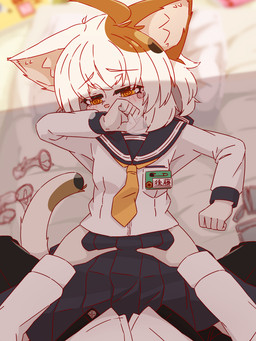 adolescent anthro blush blush_lines bodily_fluids clothing condom duo female first_person_view lying male male/female obscured_penetration on_back sexual_barrier_device spread_legs spreading tears text young aogitsune_jitto domestic_cat felid feline felis mammal 2023 3:4 animated animated_png hi_res japanese_text translation_request