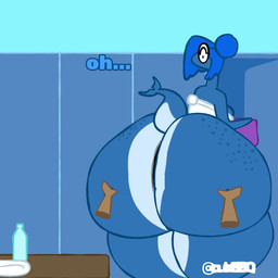 anal anal_penetration anthro anthro_penetrated big_butt big_buttplug big_vulva blue_body blue_hair butt buttplug buttplug_in_ass buttplug_insertion dialogue embarrassed eyewear female female_penetrated freckled_butt freckles genitals glasses gym gym_shower hair huge_butt hyper hyper_butt nerd object_in_ass penetration plug_(sex_toy) plug_insertion plump_labia sex_toy sex_toy_in_ass sex_toy_insertion shower solo spread_butt spreading tail thick_thighs towel towel_only vulva culabbq agnes_(culabbq) aquatic fish shark 1:1 animated hi_res short_playtime sound video