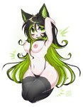 alternative_fashion anthro black_hair breasts clothed clothing emo female green_hair hair legwear multicolored_hair panties scene_haircut solo thigh_highs topless two_tone_hair underwear existenc3 domestic_cat felid feline felis mammal hi_res