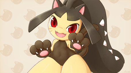 anthro cat_costume cat_eared_creature cat_tail clothing costume cute_fangs fangs female gloves halloween_costume handwear holidays knocking leotard paw_gloves red_eyes smile solo teeth yellow_body mawaifu halloween nintendo pokemon generation_3_pokemon mawile pokemon_(species) 16:9 2021 digital_drawing_(artwork) digital_media_(artwork) hi_res wallpaper widescreen
