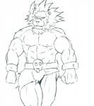 abs anthro biceps bottomwear bulge clothed clothing loincloth male manly muscular muscular_anthro muscular_male nipples pecs solo topless seitora capcom red_earth leo_(red_earth) felid lion mammal pantherine hi_res monochrome sketch