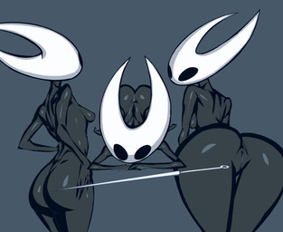 2_horns anthro areola big_butt biped black_body black_eyes breasts butt empty_eyes female fingers front_view horn looking_at_viewer looking_back lying melee_weapon nipples nude on_front on_ground rear_view simple_background small_breasts solo standing weapon yev-san hollow_knight_(franchise) team_cherry hornet_(hollow_knight) arthropod insect 2025 hi_res