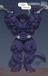 abs anthro big_muscles biped black_body black_fur claws digitigrade female fur huge_muscles hyper hyper_muscles muscular muscular_anthro muscular_female muscular_thighs restraints smile smiling_at_viewer thick_arms toe_claws wide_body yellow_eyes agonwolfe felid feline mammal pantherine hi_res