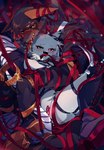 anthro belt black_body black_fur bodily_fluids crying drooling duo female fur harness heart_eyes heart_symbol leather leather_harness male saliva tears tongue tongue_out white_body apricot4 hi_res