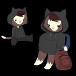 anthro backpack bored chair clothing furniture hood hoodie male neutral_expression pointy_ears prick_ears sitting text topwear kralex_(artist) undnift kralex domestic_cat felid feline felis mammal 1:1 alpha_channel